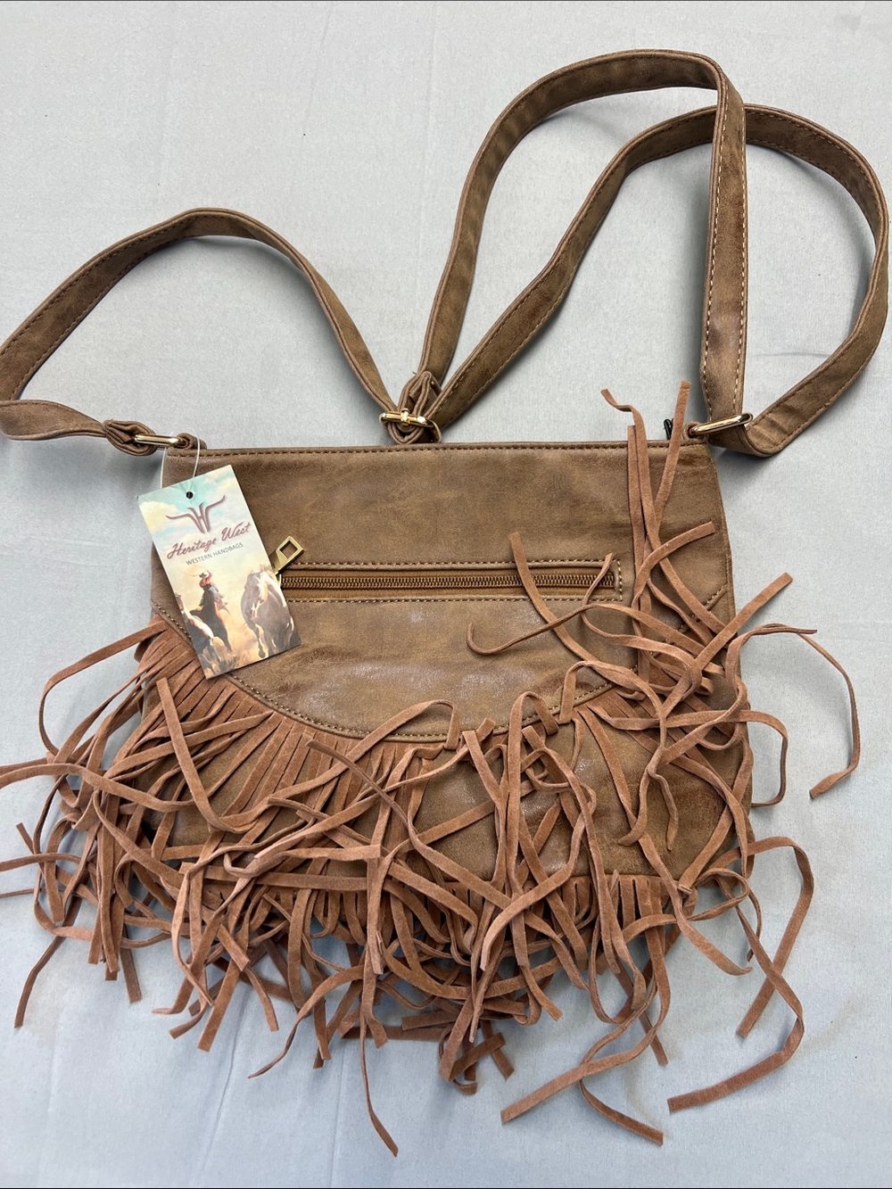 Heritage Tan Fringe Crossbody Bag